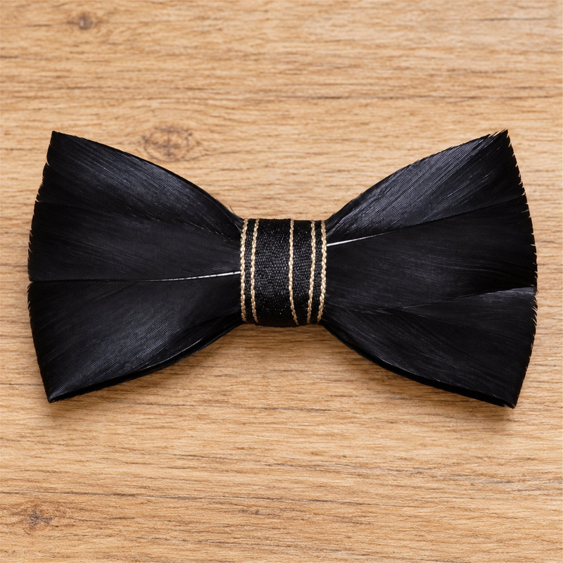 Noeud papillon en plume : Noir Corbeau