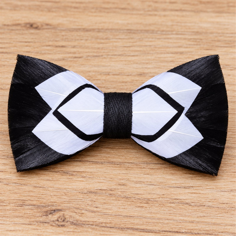 Noeud papillon en plume : Noir & Blanc