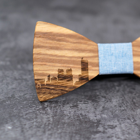 Noeud papillon paysage de Paris en bois Zebrawood, vue 5