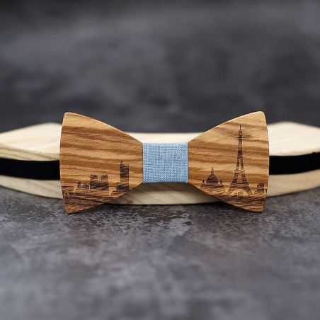 Noeud papillon paysage de Paris en bois Zebrawood, vue 6