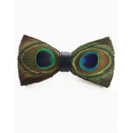 Noeud papillon en plumes : Paon, vue 2