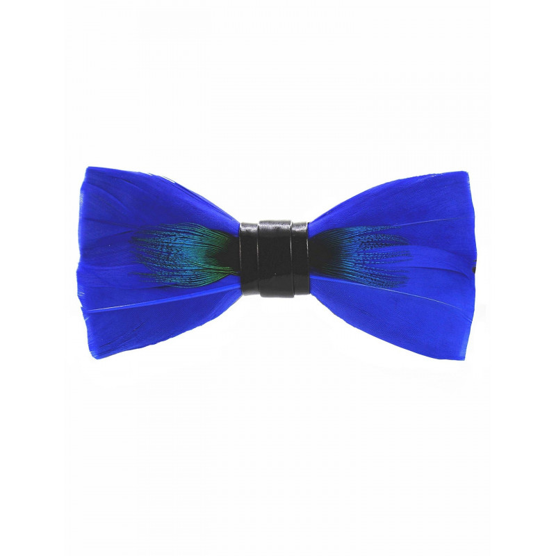 Noeud papillon en plume : Paon bleu