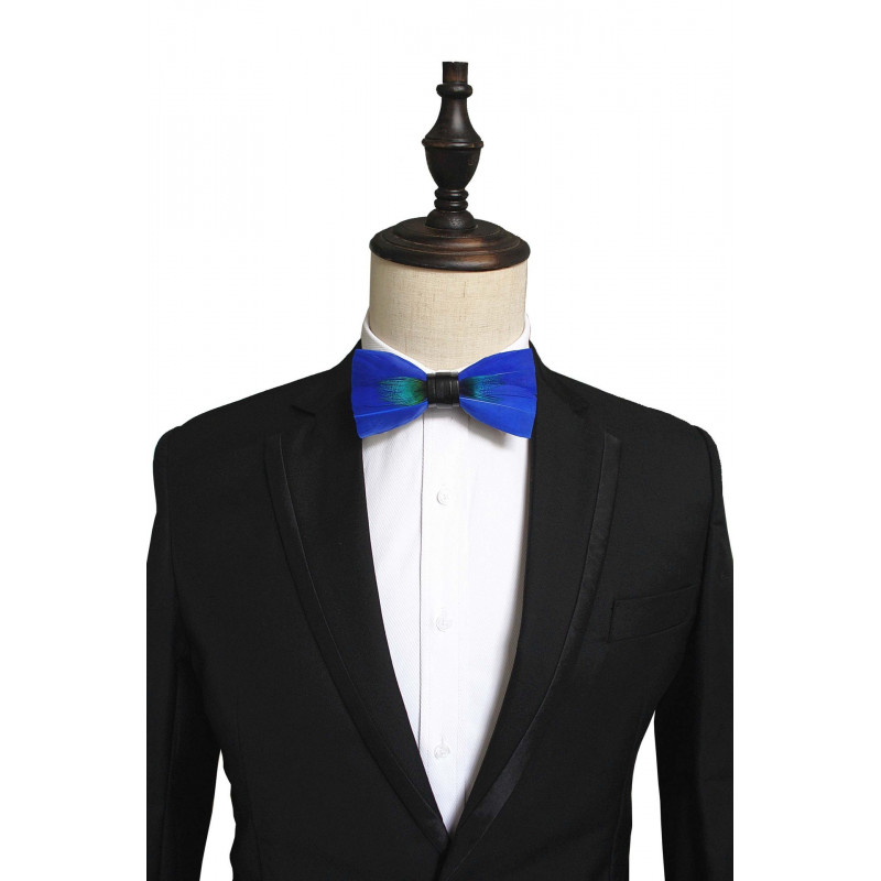 Noeud papillon en plume : Paon bleu, vue 2