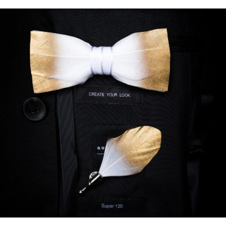 Noeud papillon en plume : Canard Blanc Or, vue 4