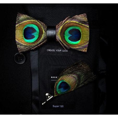 Noeud papillon en plumes : Paon, vue 5